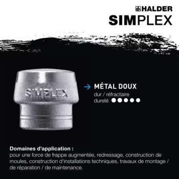                                             Maillets SIM­PLEX Superplastique / metal doux; avec boîtier en fonte malléable et manche en bois
 IM0016834 Foto ArtGrp Zusatz fr
